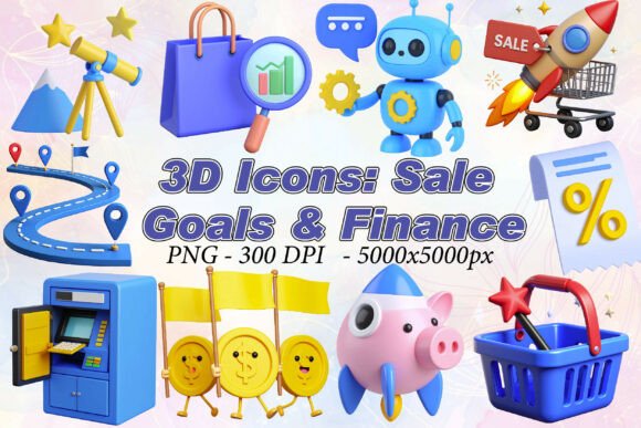 3D Icons Sales, Goals Finance: A Dynamic Visual Tool for Business Success