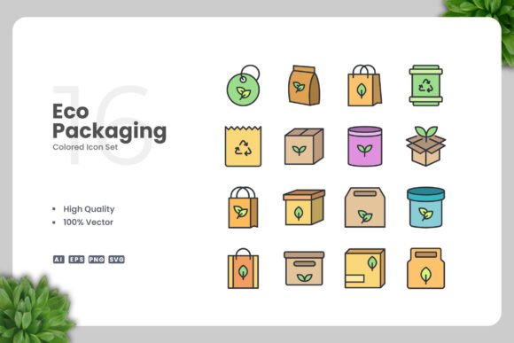 Eco Packaging Colored Icons: A Sustainable Design Solution for Modern Projects
