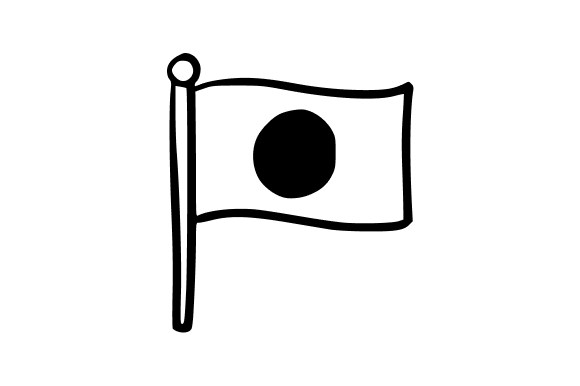 Hand-drawn Black Outline Japanese Flag: A Versatile Design Asset