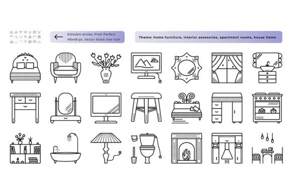 Home Furniture Icon Set for Modern Design Projects