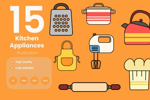 Kitchen Appliances Icon Pack: Elevate Your Design Projects with Professional Vector Icons