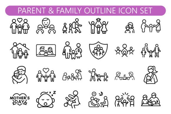 Parent and Family Outline Icon Set: A Modern Solution for Visual Communication in Family-Related Projects