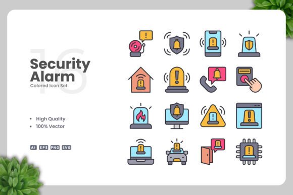 Security Alarm Colored Icons