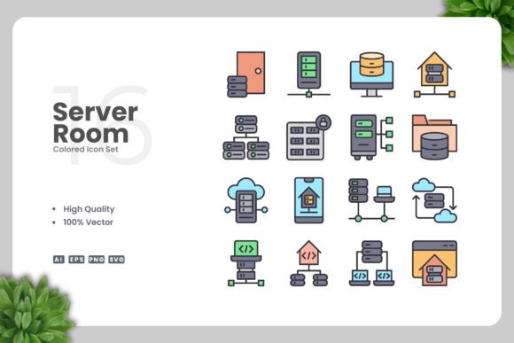 Server Room Colored Icons