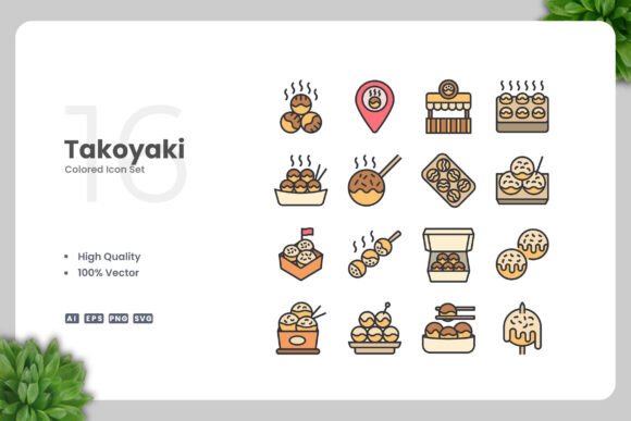Takoyaki Colored Icons for Modern Design Needs