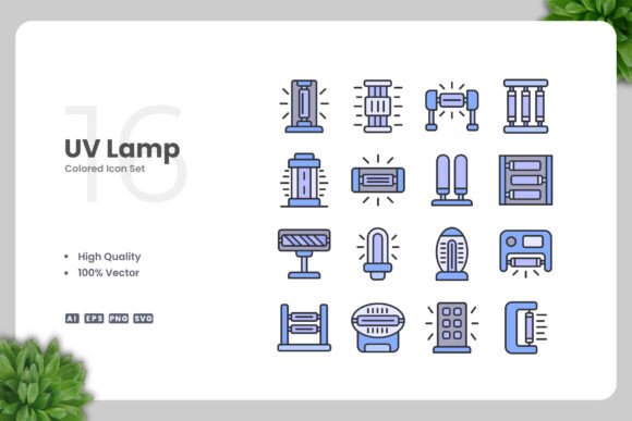 UV Lamp Colored Icons for Creative Projects