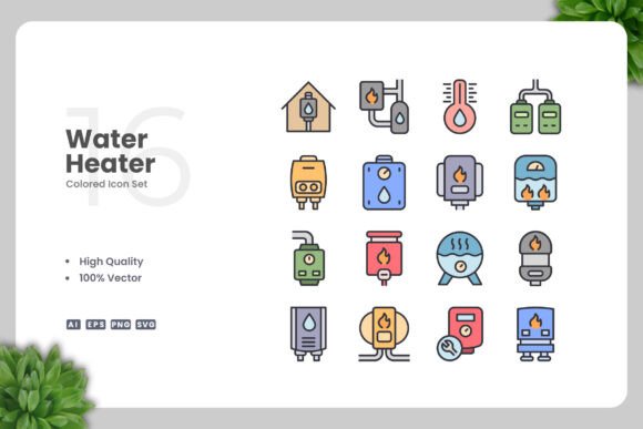 Water Heater Colored Icons: A Versatile Design Solution for Modern Projects